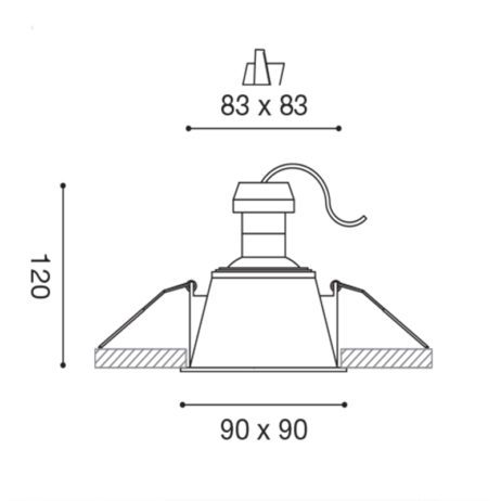 Faretto A Incasso Quadrato Con Cover Cromo Lucido GU10 Ceres Q Gea