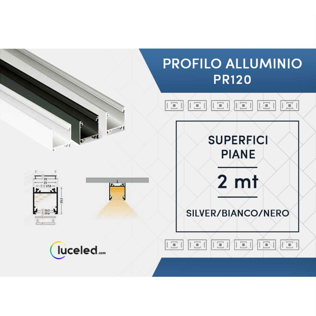 Ledco pr410 kit profilo in alluminio per superfici curve 10 metri per  strisce led