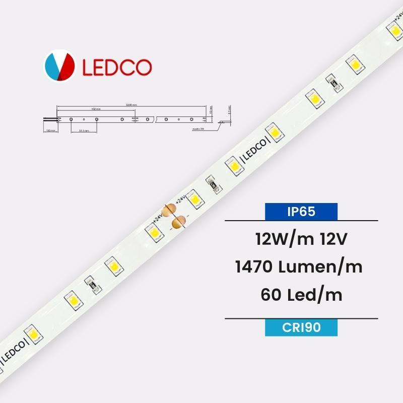 Ledco sl60 striscia led monocolore 2835 5 metri 12 W/M 12V 60 Led/M ip65