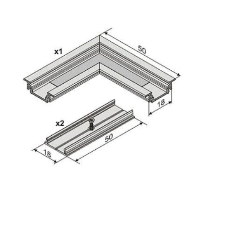 Barra Led Angolare su misura da 210cm a 400cm con touch e