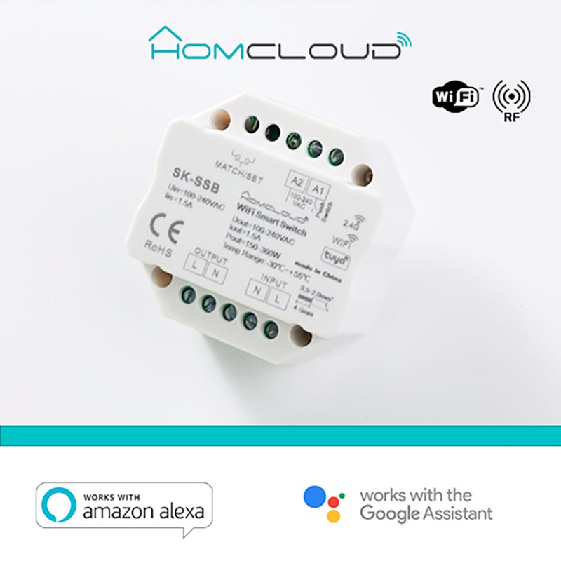 Modulo Smart Pulsante 220V AC 1CHx1.5A Wi-Fi+RF 2.4G – Homcloud